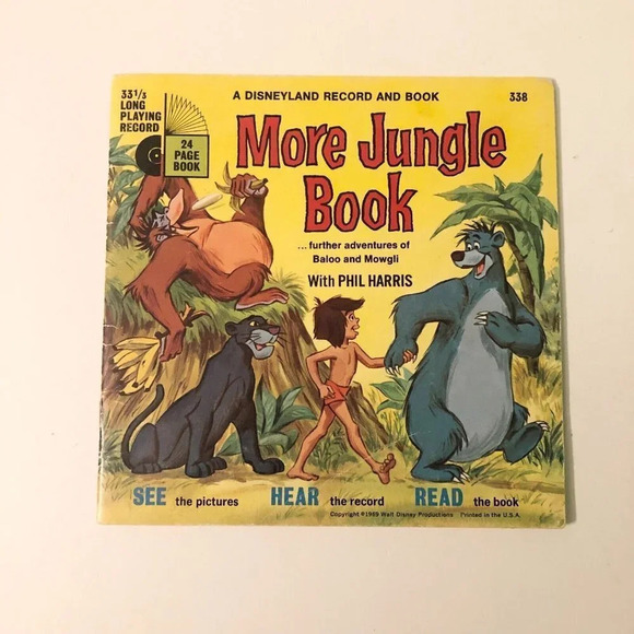 Vintage 1969 Disney More Jungle Book Baloo and Mowgli Book Only No Record - Picture 16 of 16
